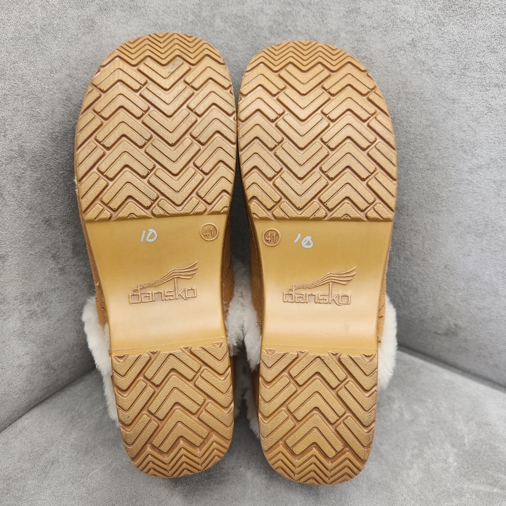 Dansko Pro Cozy clogs women's 10.5 tan suede shearling boho cottagecore new $150 - Picture 14 of 15